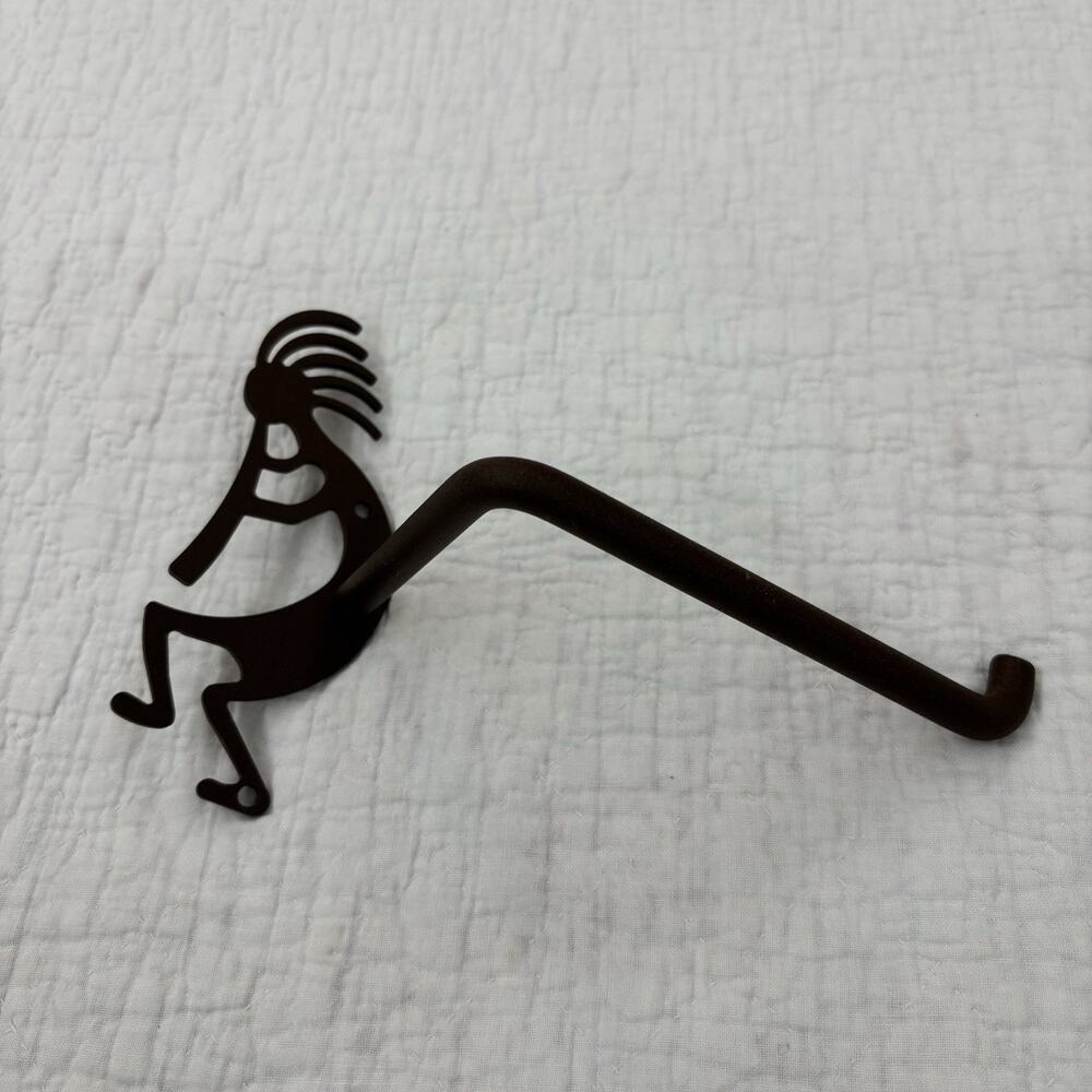 Iron Toilet Paper TP Holder Kokopelli Bathroom Western Bath Metal Dark Brown